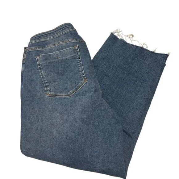 Anthropologie - Pilcro Medium Wash Button Straight Wide Leg - Raw Hem 18 W - Picture 4 of 6